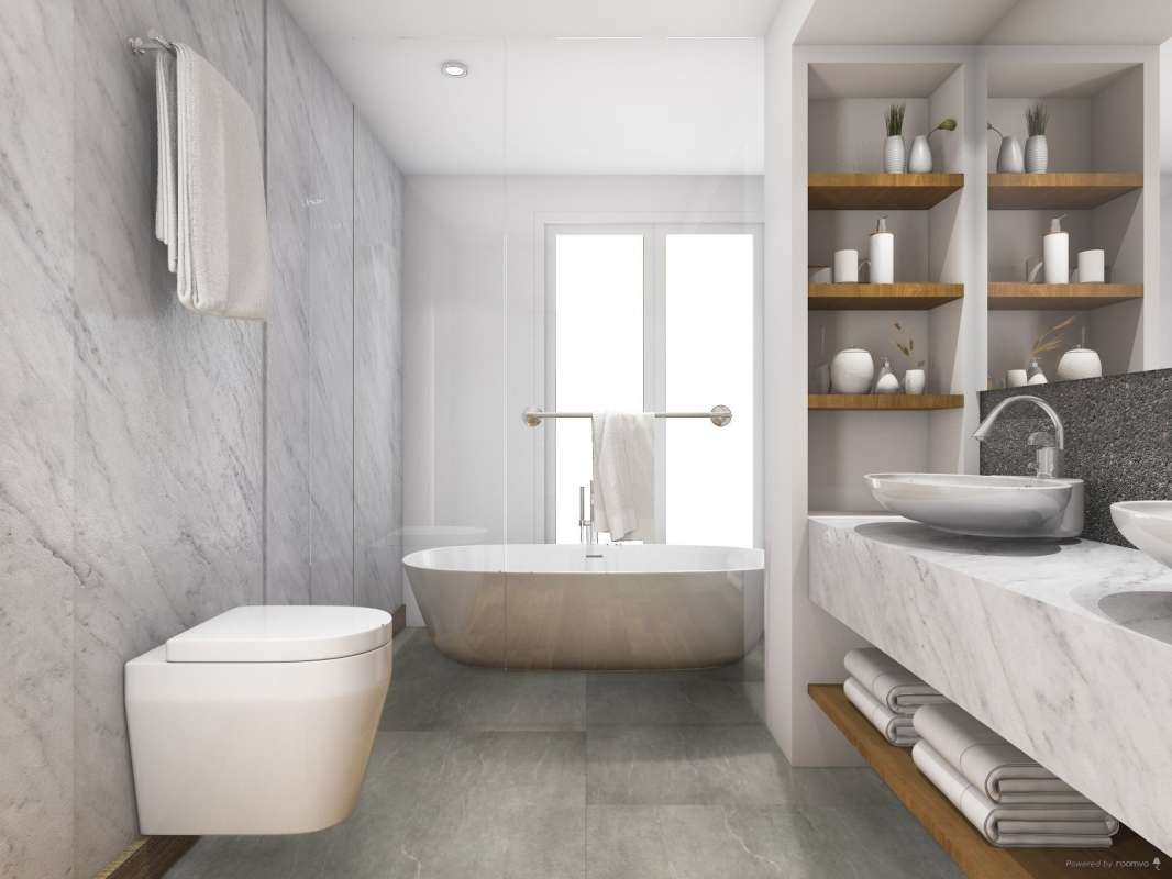 TFD Marble Light Grey Vinyl Raumbild Bad